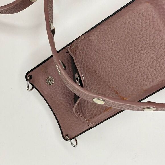 Bandolier Emma Crossbody Phone Case – Mauve Pebbled Leather with Studded Strap – - Picture 2 of 7